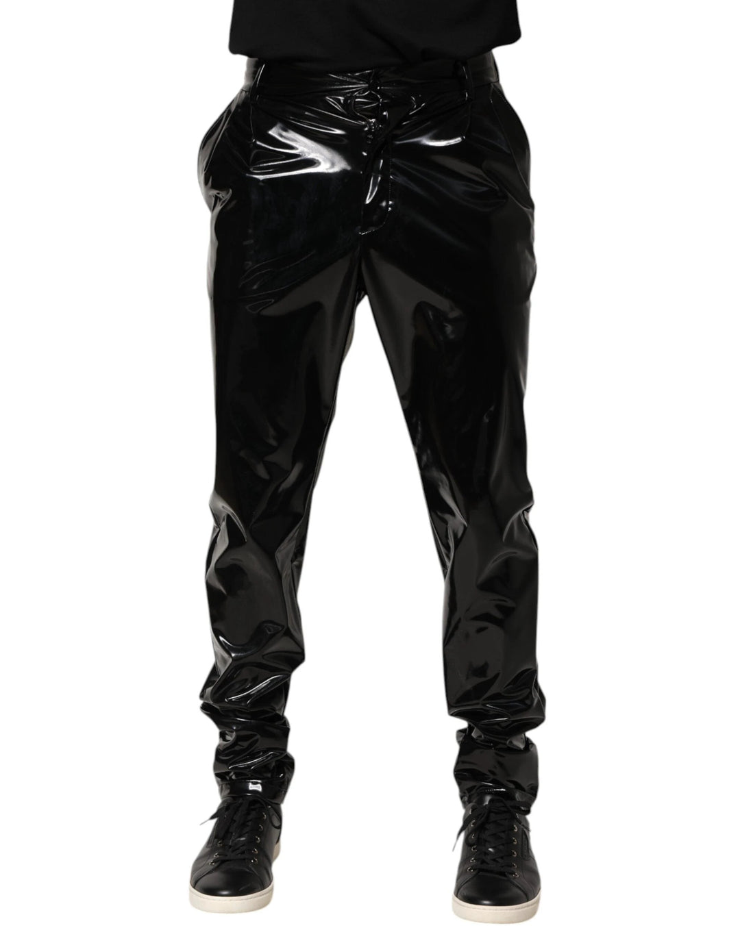 Dolce &amp; Gabbana Sample Sale Dolce &amp; Gabbana Black Polyester Mid Waist Men Trouser Pants - | Designer outlet