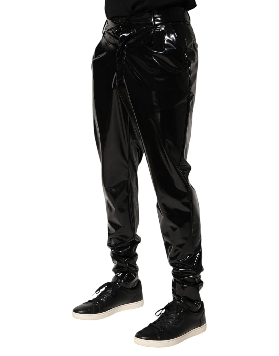 Dolce &amp; Gabbana Sample Sale Dolce &amp; Gabbana Black Polyester Mid Waist Men Trouser Pants - | Designer outlet