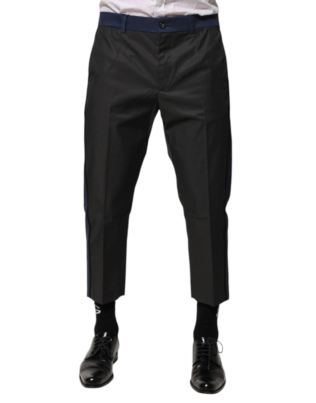 Dolce &amp; Gabbana Sample Sale Dolce &amp; Gabbana Gray Blue Cotton 3/4 Chinos Crop Trouser Pants - | Designer outlet