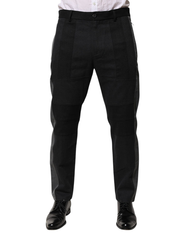 Dolce &amp; Gabbana Black Gray Cotton Dress Formal Trouser Pants by Dolce &amp; Gabbana outlet now on sale
