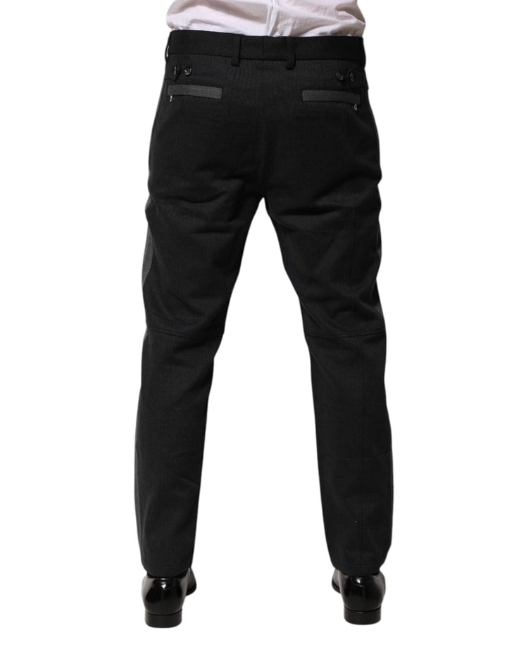 Dolce &amp; Gabbana Black Gray Cotton Dress Formal Trouser Pants by Dolce &amp; Gabbana outlet now on sale