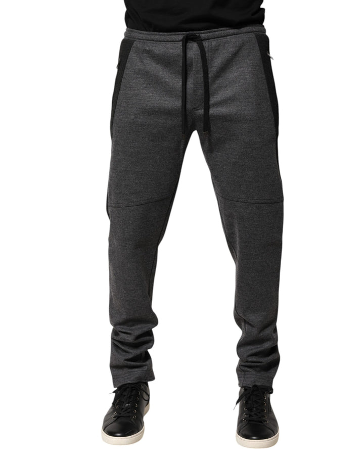 Dolce & Gabbana Gray Black Wool Blend Jogger Sweatpants  Pants