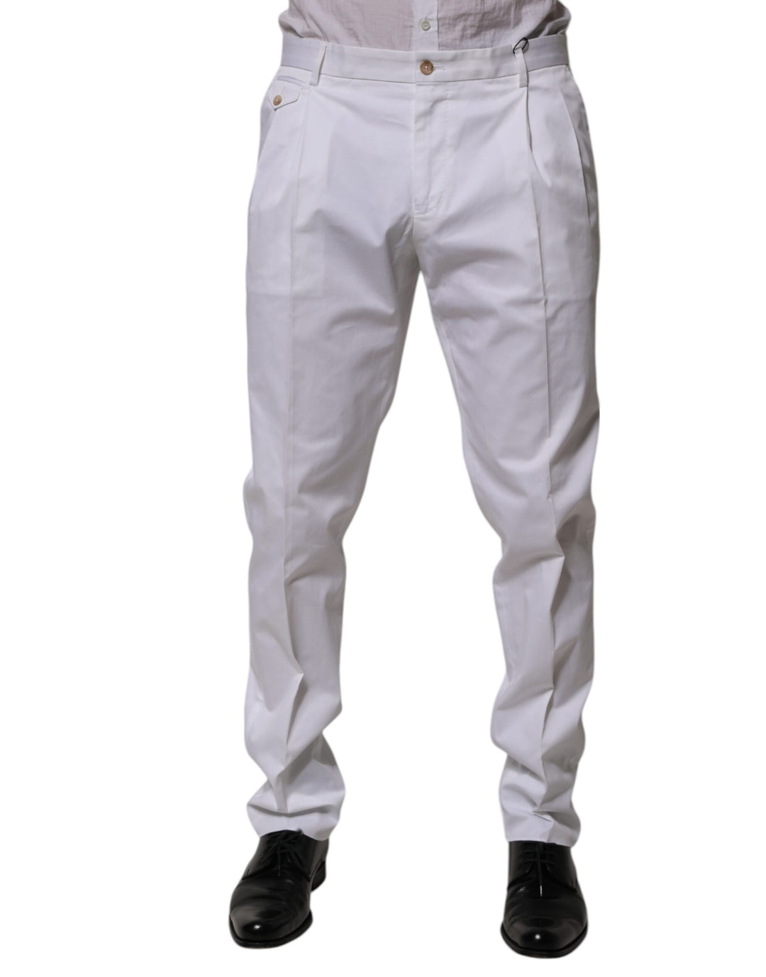 Dolce &amp; Gabbana White Cotton Dress Slim Formal Trouser Pants by Dolce &amp; Gabbana outlet now on sale