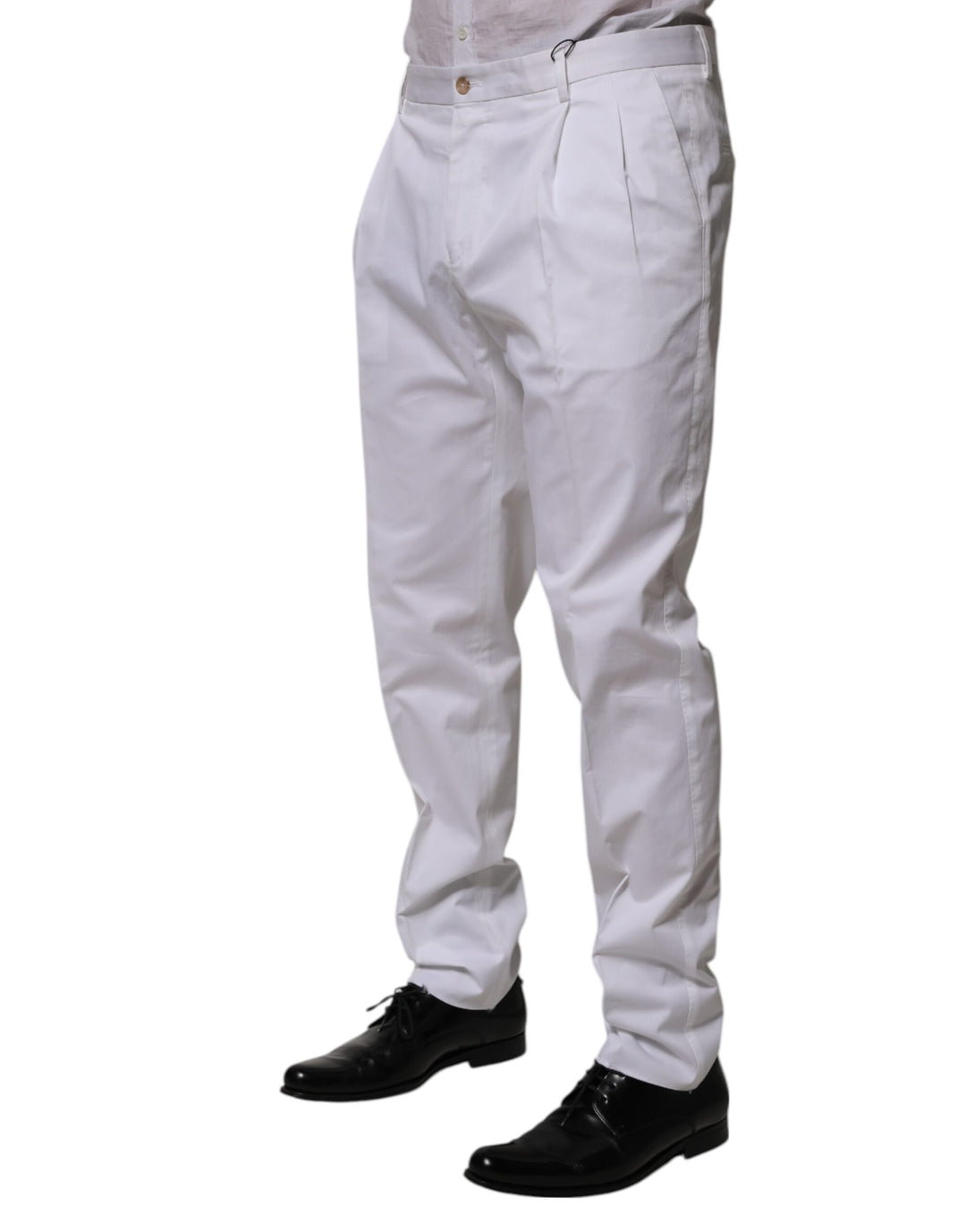 Dolce &amp; Gabbana White Cotton Dress Slim Formal Trouser Pants by Dolce &amp; Gabbana outlet now on sale