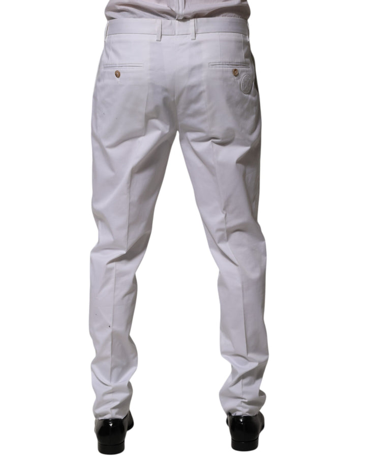 Dolce &amp; Gabbana White Cotton Dress Slim Formal Trouser Pants by Dolce &amp; Gabbana outlet now on sale
