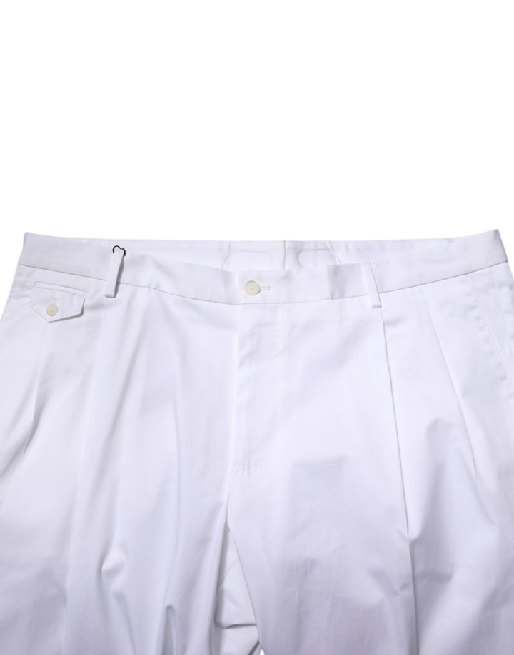 Dolce &amp; Gabbana White Cotton Dress Slim Formal Trouser Pants by Dolce &amp; Gabbana outlet now on sale