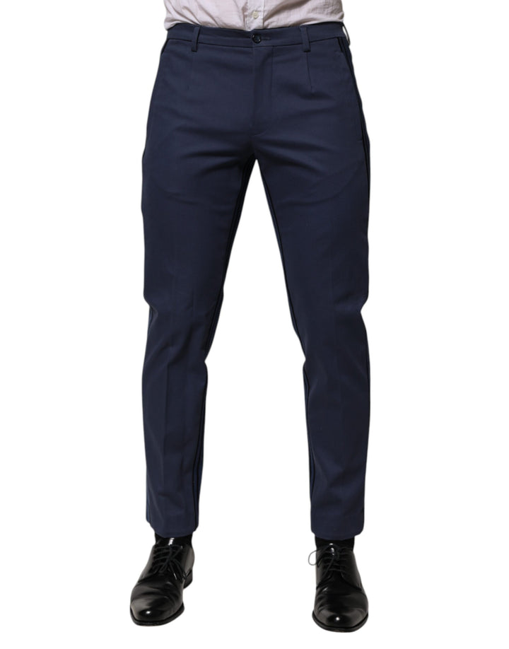 Dolce & Gabbana Blue Cotton Tapered Men Formal Trousers Pants by Dolce & Gabbana outlet now on sale