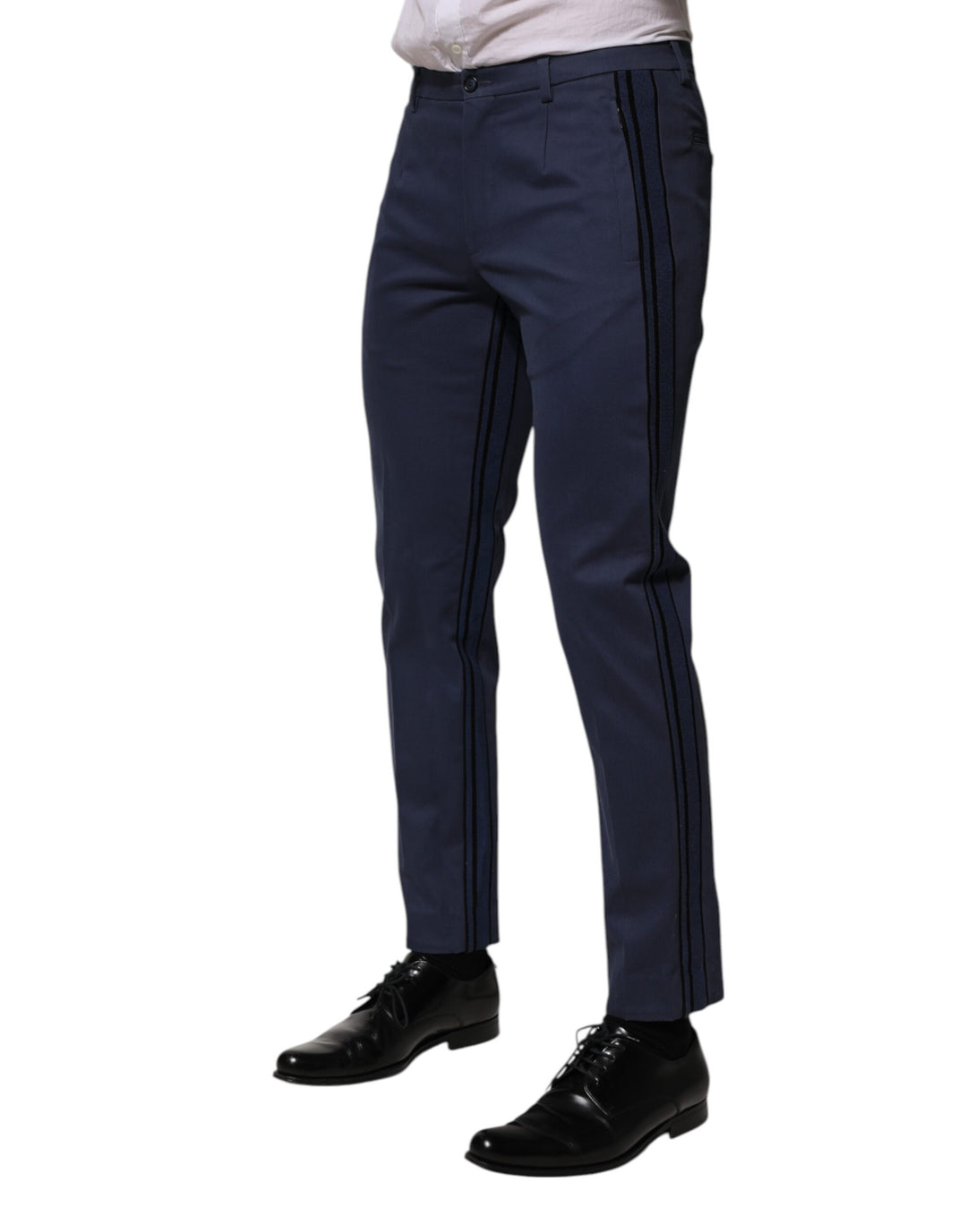 Dolce & Gabbana Blue Cotton Tapered Men Formal Trousers Pants by Dolce & Gabbana outlet now on sale
