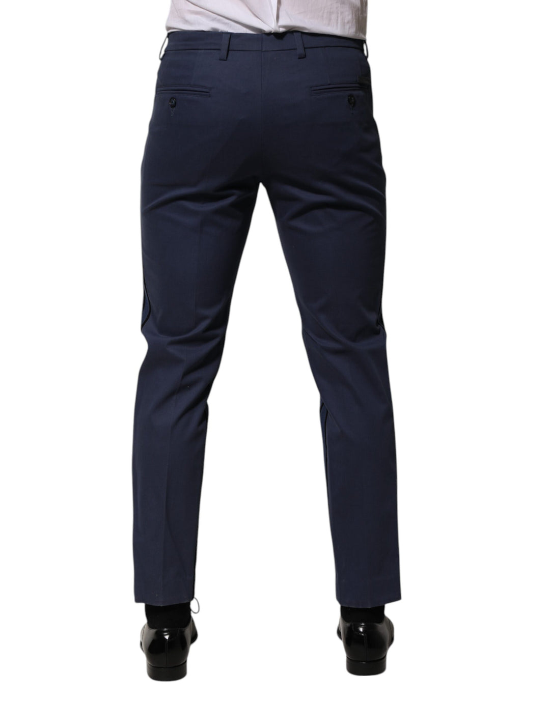 Dolce & Gabbana Blue Cotton Tapered Men Formal Trousers Pants by Dolce & Gabbana outlet now on sale