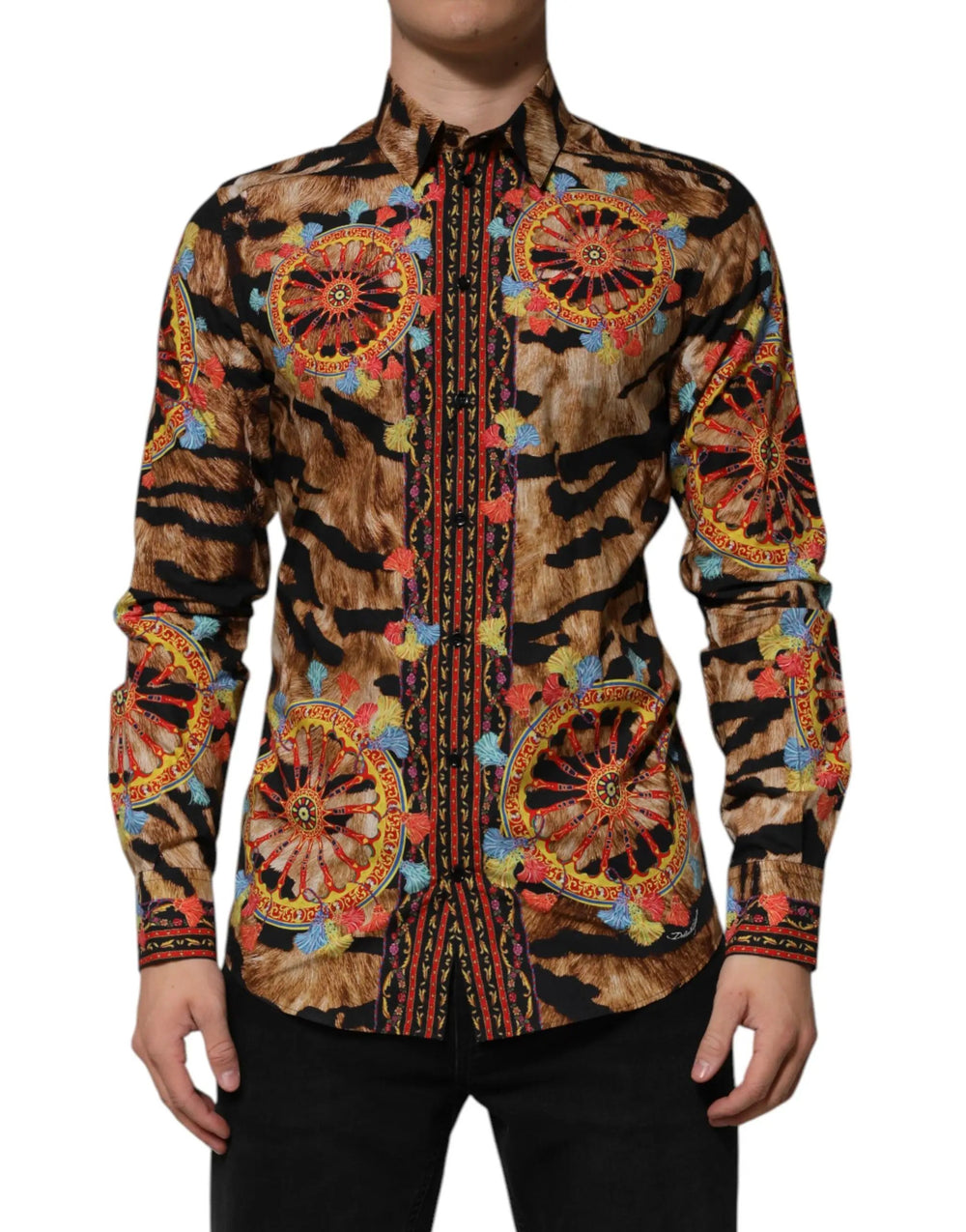 Dolce & Gabbana Sample Sale | Dolce & Gabbana GOLD Cotton Tiger Carretto Long Sleeve Shirt - | Designer outlet