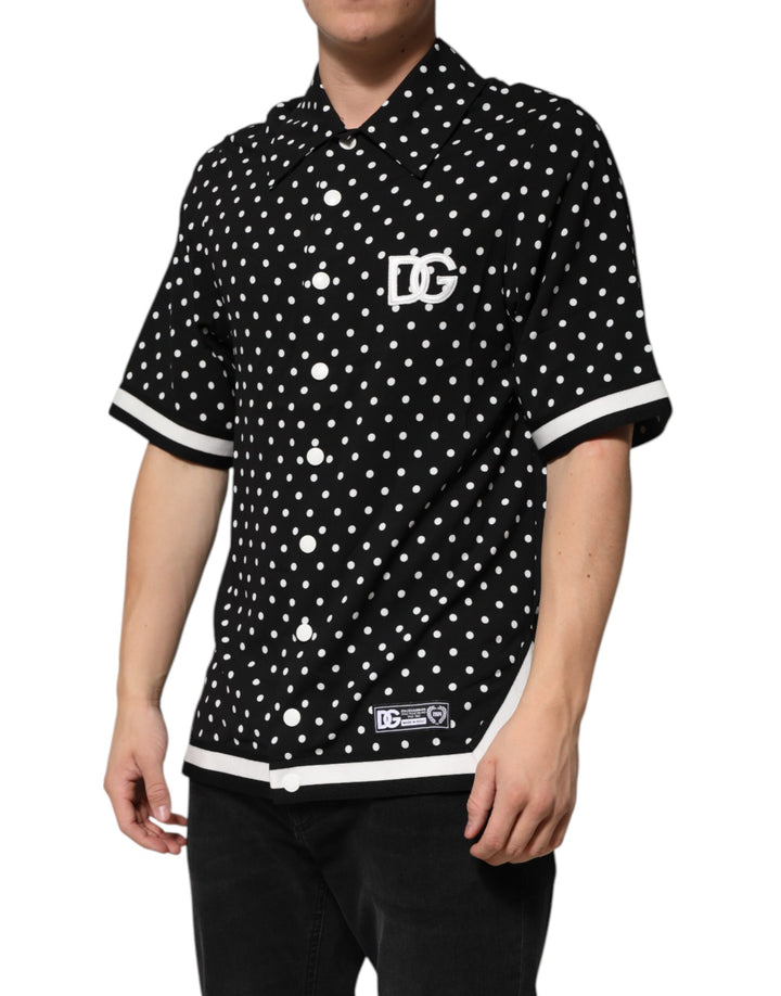 Dolce &amp; Gabbana Black Polka Dot Short Sleeves Collared Polo T-shirt by Dolce &amp; Gabbana outlet now on sale