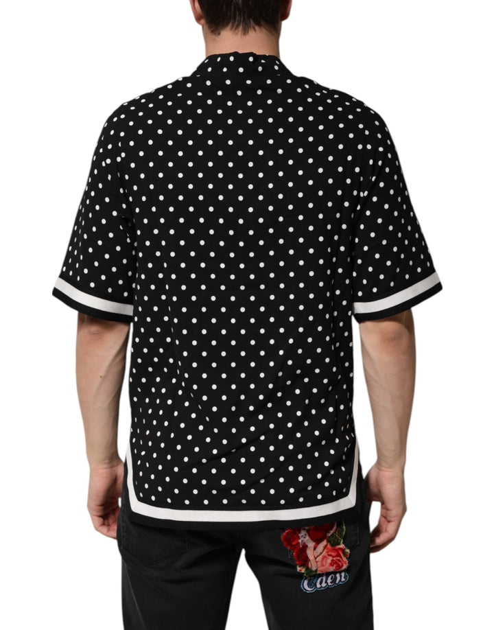 Dolce &amp; Gabbana Black Polka Dot Short Sleeves Collared Polo T-shirt by Dolce &amp; Gabbana outlet now on sale