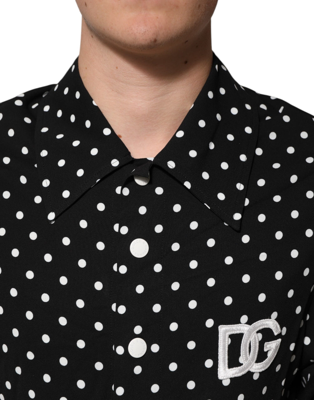 Dolce &amp; Gabbana Black Polka Dot Short Sleeves Collared Polo T-shirt by Dolce &amp; Gabbana outlet now on sale