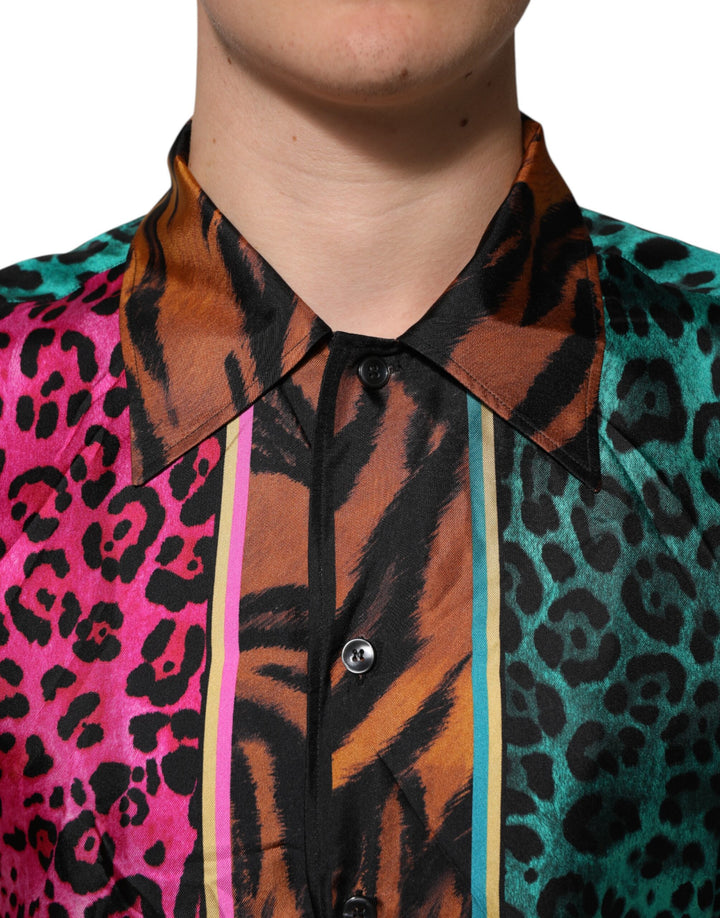 Dolce &amp; Gabbana Sample Sale Dolce &amp; Gabbana Multicolor Silk Tiger Print Hawaiian T-shirt - | Designer outlet