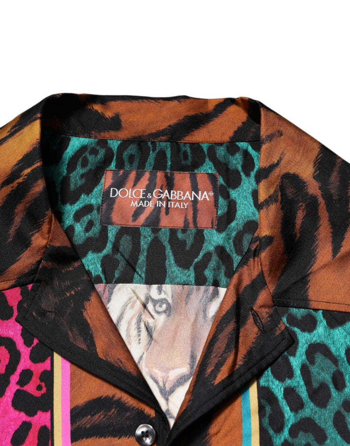 Dolce &amp; Gabbana Sample Sale Dolce &amp; Gabbana Multicolor Silk Tiger Print Hawaiian T-shirt - | Designer outlet