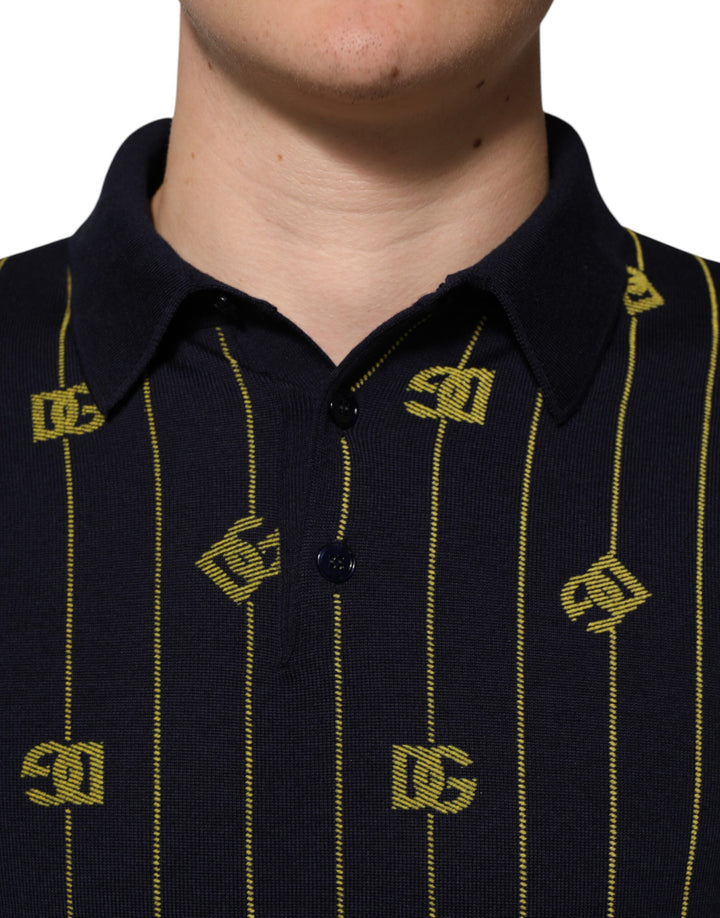 Dolce &amp; Gabbana Sample Sale Dolce &amp; Gabbana Black Logo Jacquard Knitted Polo Shirt T-shirt - | Designer outlet