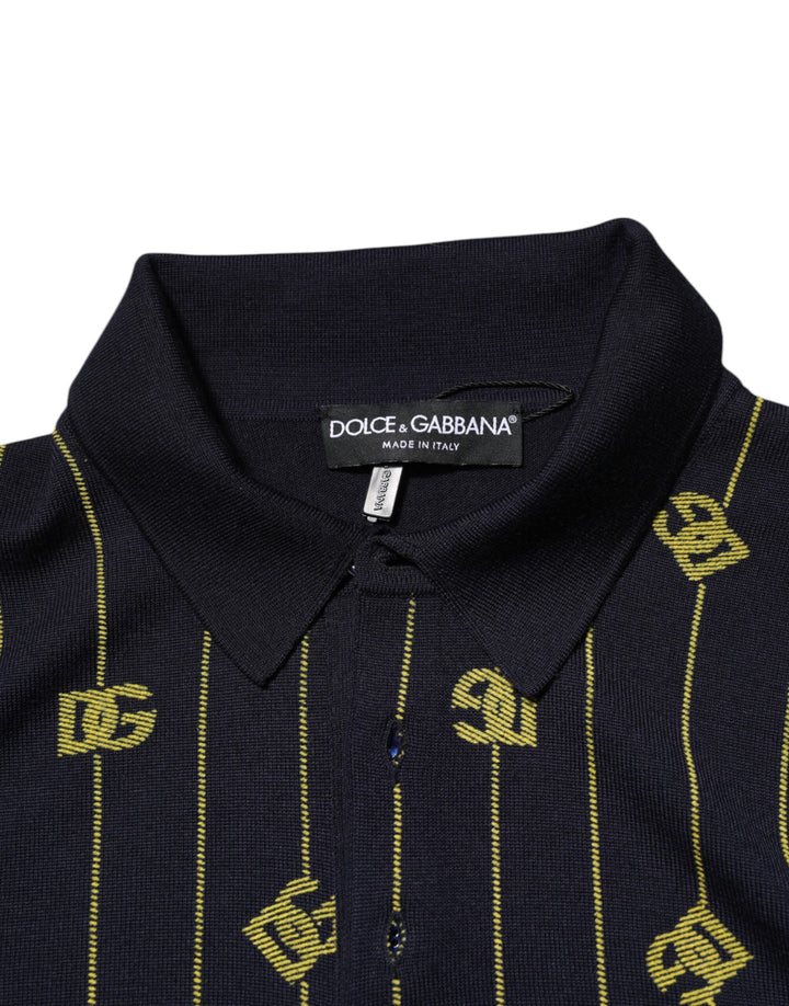 Dolce &amp; Gabbana Sample Sale Dolce &amp; Gabbana Black Logo Jacquard Knitted Polo Shirt T-shirt - | Designer outlet