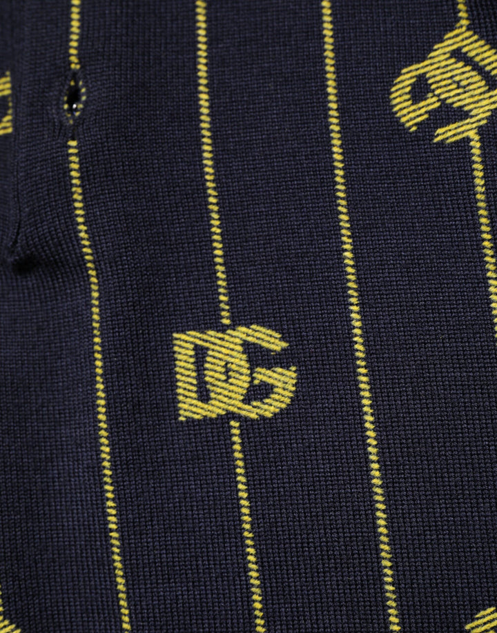 Dolce &amp; Gabbana Sample Sale Dolce &amp; Gabbana Black Logo Jacquard Knitted Polo Shirt T-shirt - | Designer outlet