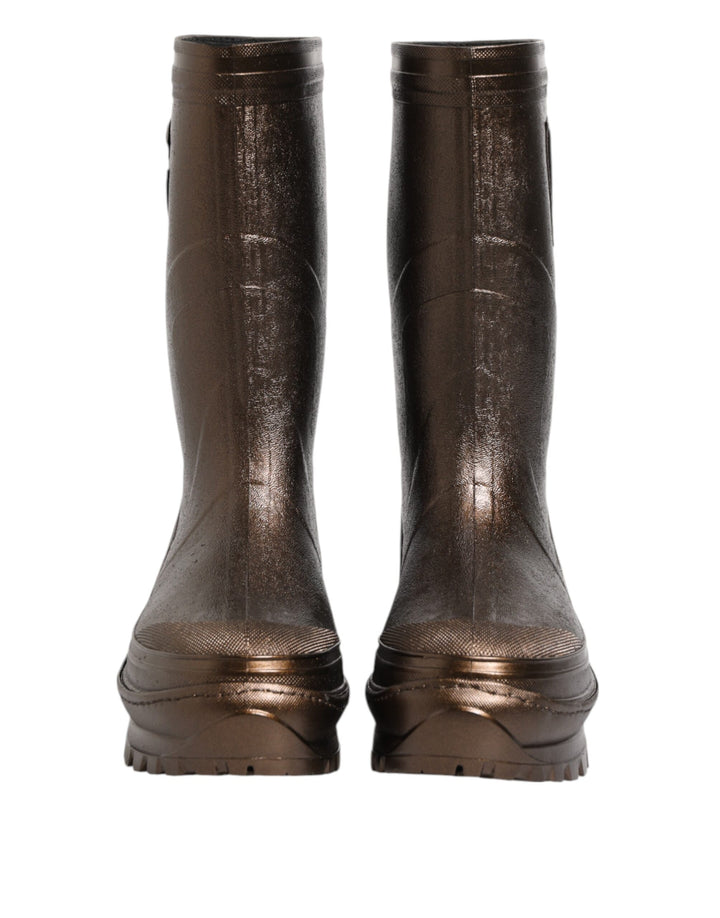 Dolce &amp; Gabbana Metallic Bronze Pull On Rain Boots Shoes by Dolce &amp; Gabbana outlet now on sale