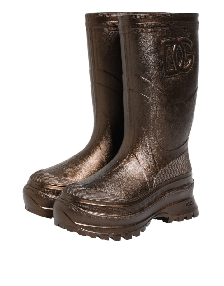 Dolce &amp; Gabbana Metallic Bronze Pull On Rain Boots Shoes by Dolce &amp; Gabbana outlet now on sale