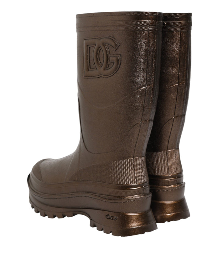 Dolce &amp; Gabbana Metallic Bronze Pull On Rain Boots Shoes by Dolce &amp; Gabbana outlet now on sale