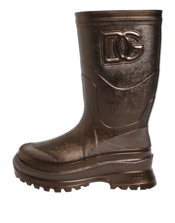 Dolce &amp; Gabbana Metallic Bronze Pull On Rain Boots Shoes by Dolce &amp; Gabbana outlet now on sale