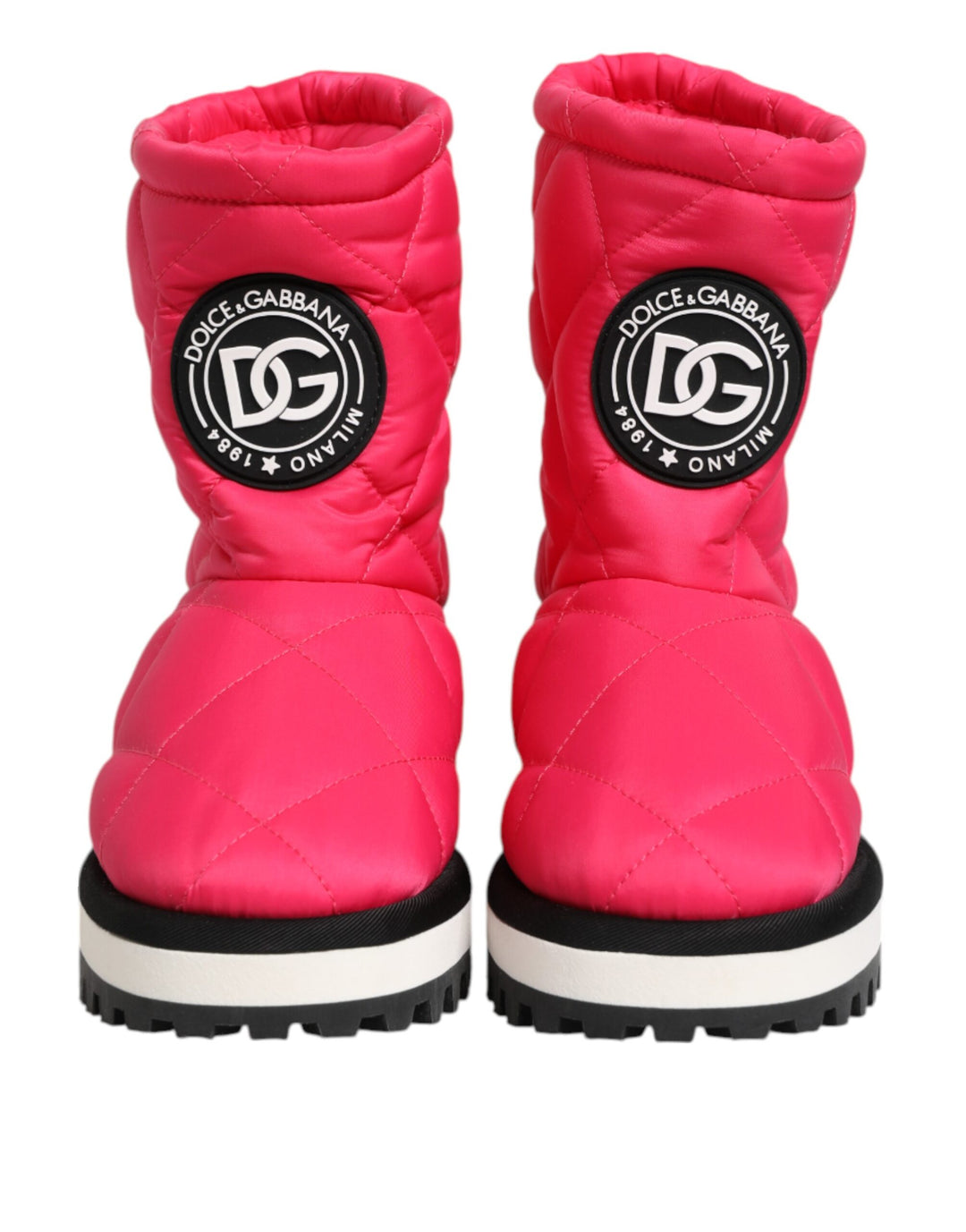 Dolce &amp; Gabbana Pink White Viscose Padded Mid Calf Boots Shoes by Dolce &amp; Gabbana outlet now on sale