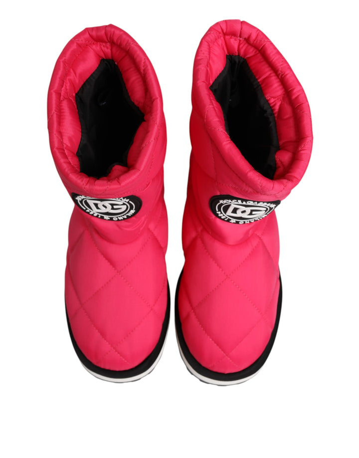 Dolce &amp; Gabbana Pink White Viscose Padded Mid Calf Boots Shoes by Dolce &amp; Gabbana outlet now on sale