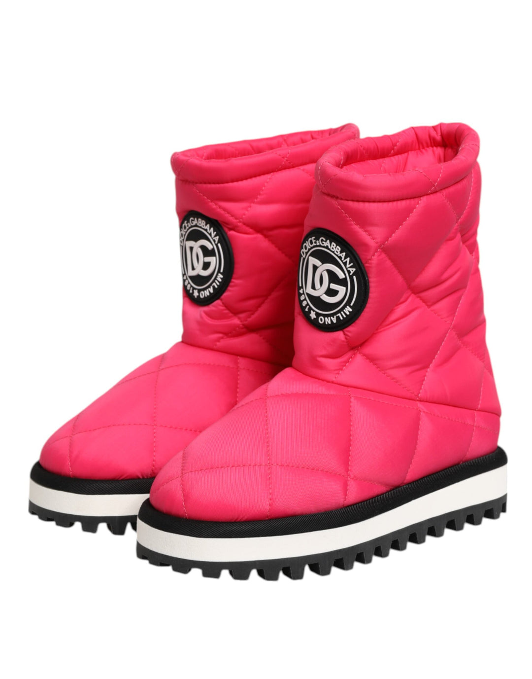 Dolce &amp; Gabbana Pink White Viscose Padded Mid Calf Boots Shoes by Dolce &amp; Gabbana outlet now on sale