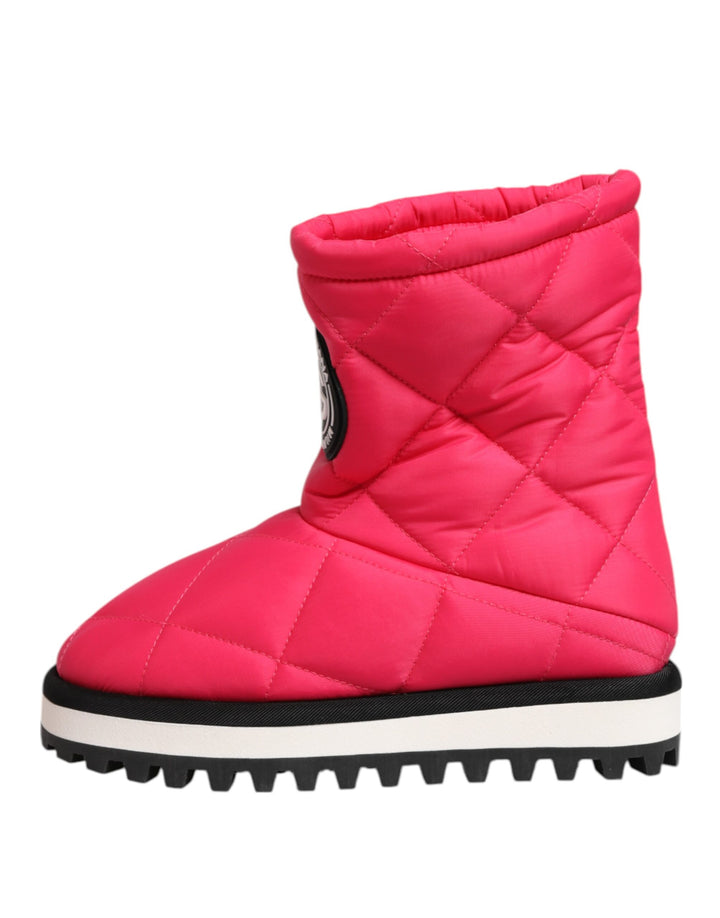 Dolce &amp; Gabbana Pink White Viscose Padded Mid Calf Boots Shoes by Dolce &amp; Gabbana outlet now on sale