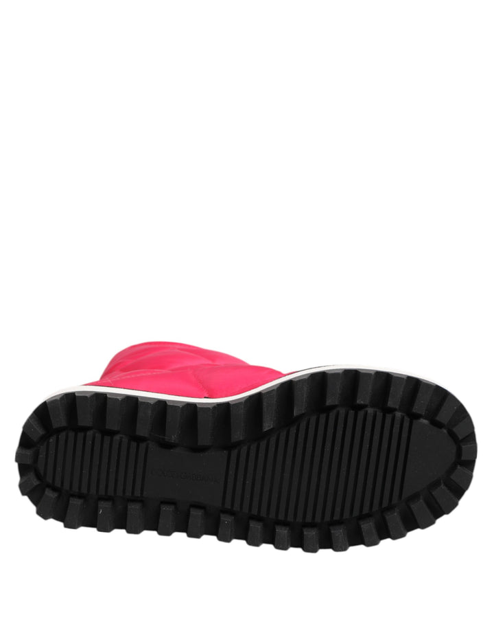 Dolce &amp; Gabbana Pink White Viscose Padded Mid Calf Boots Shoes by Dolce &amp; Gabbana outlet now on sale