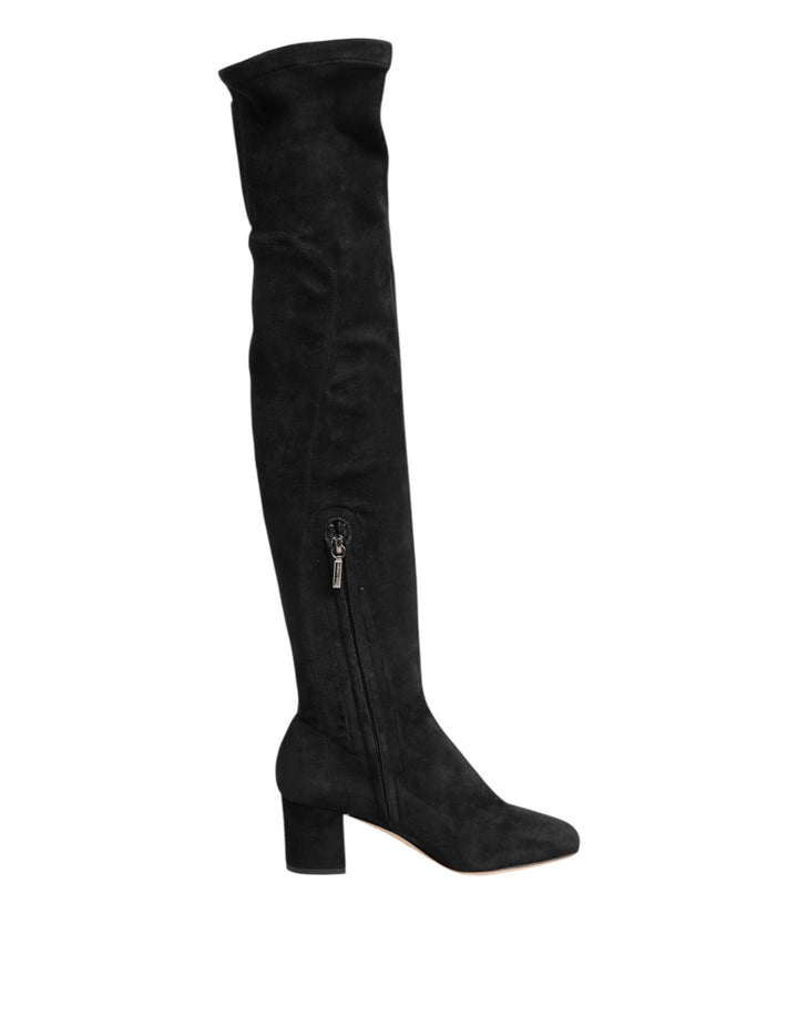 Dolce &amp; Gabbana Black Suede Leather Knee High Boots Shoes by Dolce &amp; Gabbana outlet now on sale