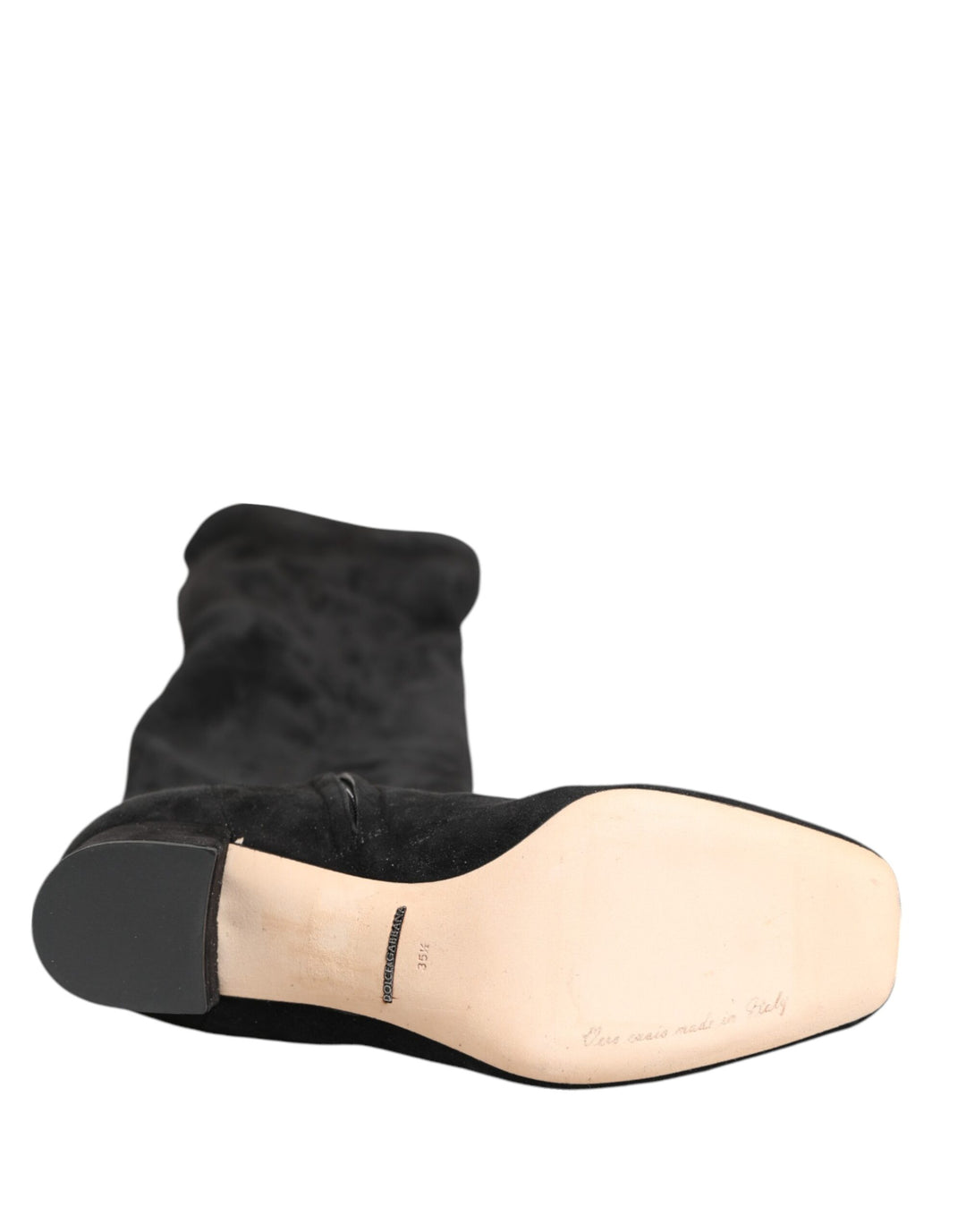 Dolce &amp; Gabbana Black Suede Leather Knee High Boots Shoes by Dolce &amp; Gabbana outlet now on sale