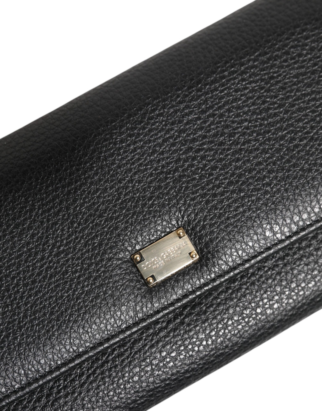 Dolce & Gabbana Black Leather Trifold Logo Plaque Card Holder Wallet