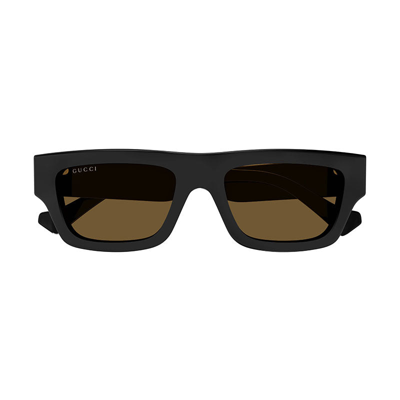 Gucci Sunglasses Rectangle Full Rim, Black Frame and Brown Lens GG1301S004