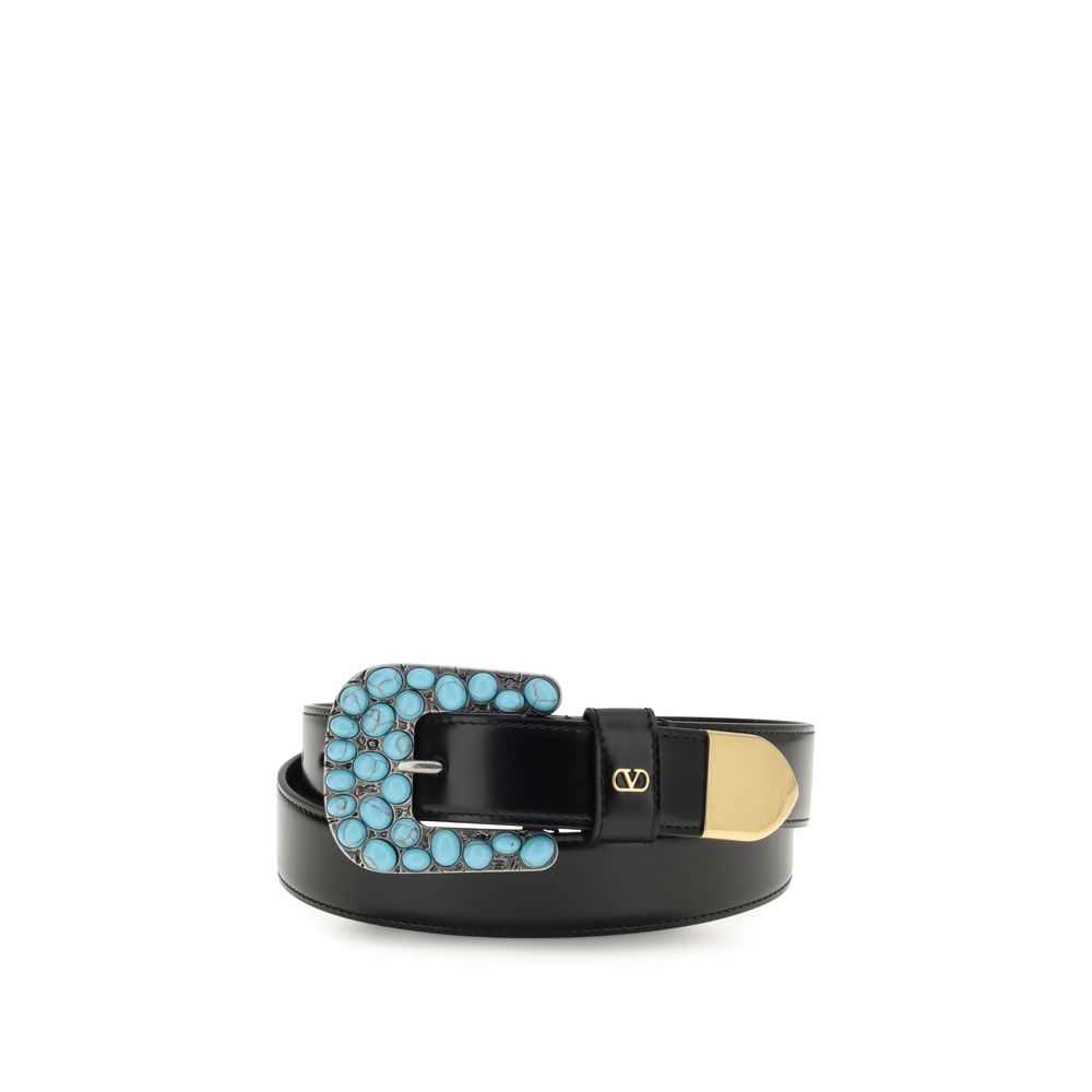 【VALENTINO】 VLogo leather belt VLogo leather belt in black - Valentino Garavani | Mytheresa