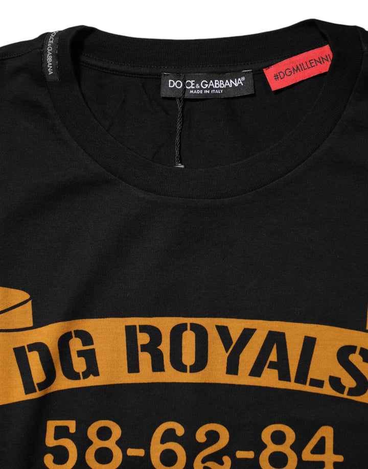 Dolce &amp; Gabbana Black DG Royals Cotton Crew Neck T-shirt by Dolce &amp; Gabbana outlet now on sale