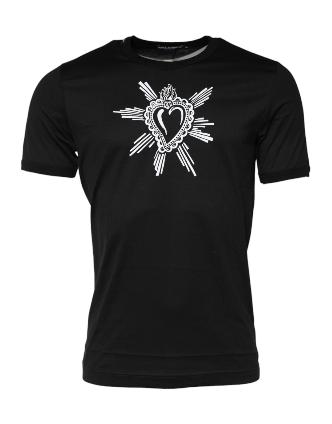 Dolce &amp; Gabbana Sample Sale Dolce &amp; Gabbana Black Sacred Heart Cotton Crew Neck T-shirt - | Designer outlet