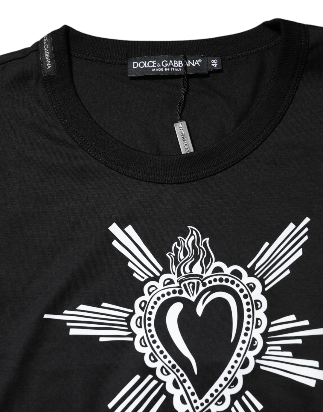 Dolce &amp; Gabbana Sample Sale Dolce &amp; Gabbana Black Sacred Heart Cotton Crew Neck T-shirt - | Designer outlet