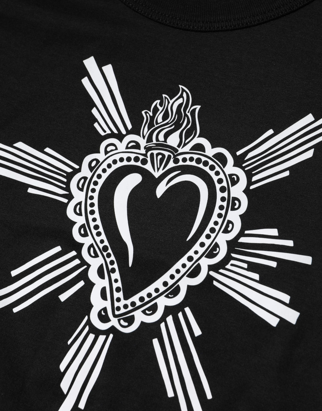 Dolce &amp; Gabbana Sample Sale Dolce &amp; Gabbana Black Sacred Heart Cotton Crew Neck T-shirt - | Designer outlet