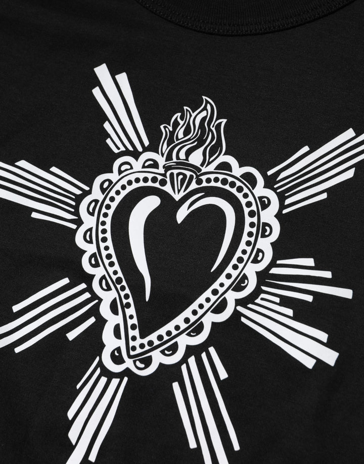 Dolce &amp; Gabbana Sample Sale Dolce &amp; Gabbana Black Sacred Heart Cotton Crew Neck T-shirt - | Designer outlet