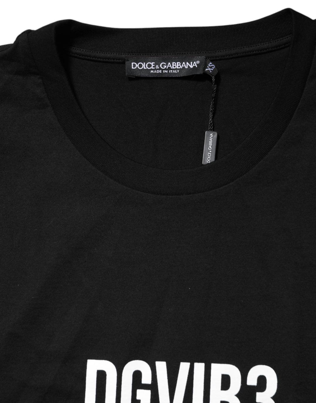 Dolce &amp; Gabbana Sample Sale Dolce &amp; Gabbana Black DG Vib3 Print Cotton Crew Neck T-shirt - | Designer outlet