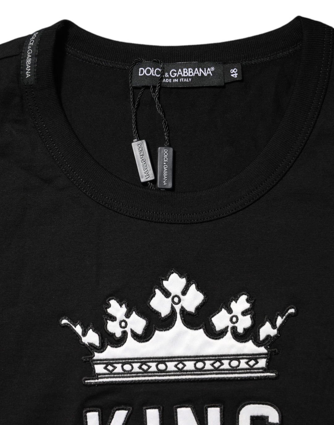 Dolce &amp; Gabbana Black DG King Crown Cotton Crew Neck T-shirt by Dolce &amp; Gabbana outlet now on sale