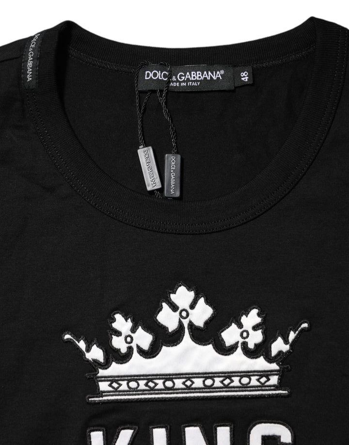 Dolce &amp; Gabbana Black DG King Crown Cotton Crew Neck T-shirt by Dolce &amp; Gabbana outlet now on sale