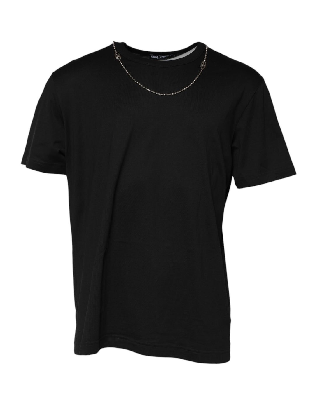 Dolce &amp; Gabbana Black Chain Necklace Cotton Crewneck T-shirt by Dolce &amp; Gabbana outlet now on sale