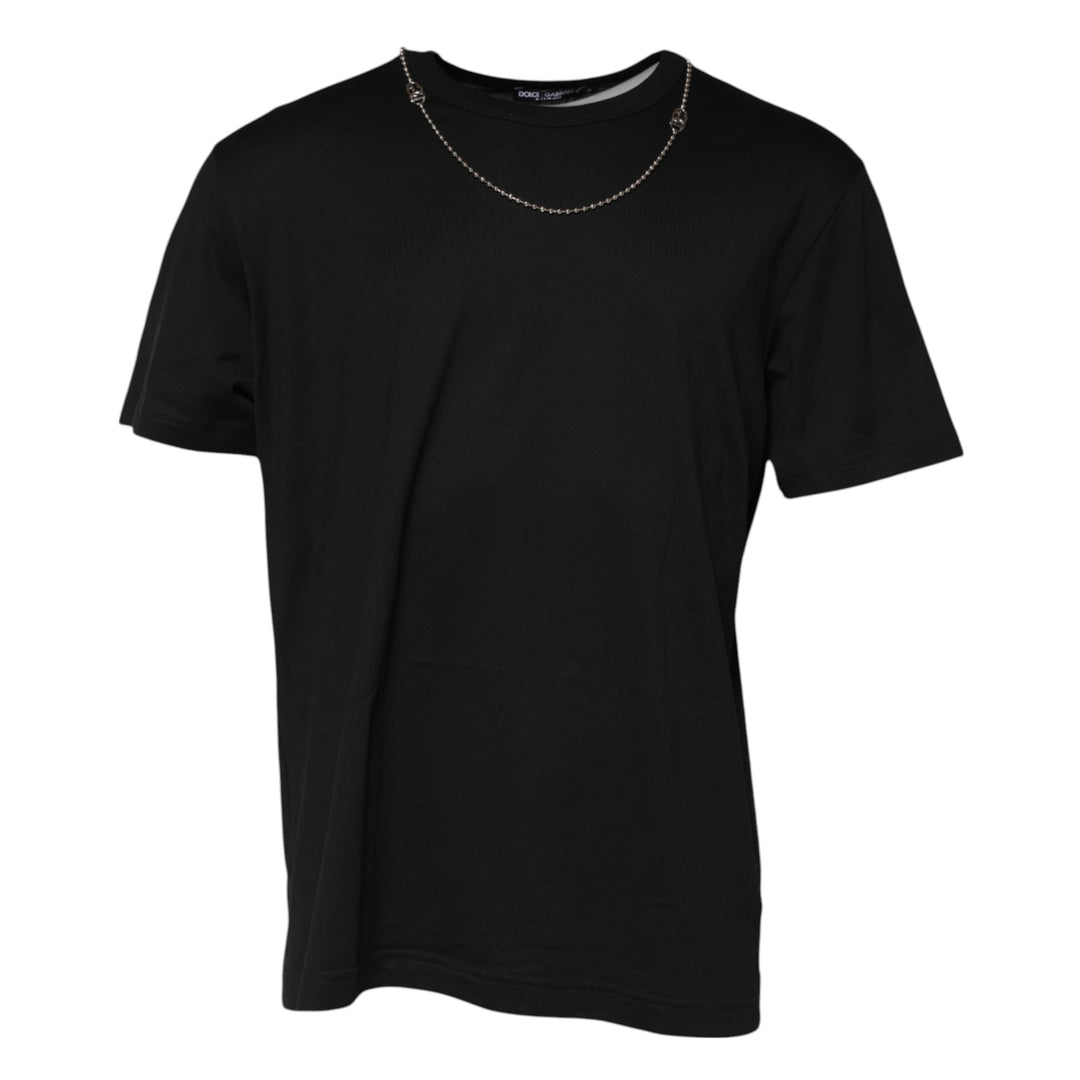 Dolce &amp; Gabbana Black Chain Necklace Cotton Crewneck T-shirt by Dolce &amp; Gabbana outlet now on sale