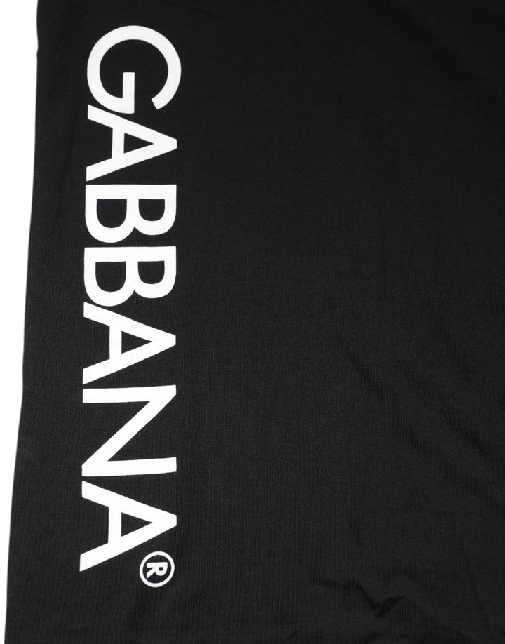 Dolce &amp; Gabbana Black Logo Print Cotton Men Crew Neck T-shirt by Dolce &amp; Gabbana outlet now on sale
