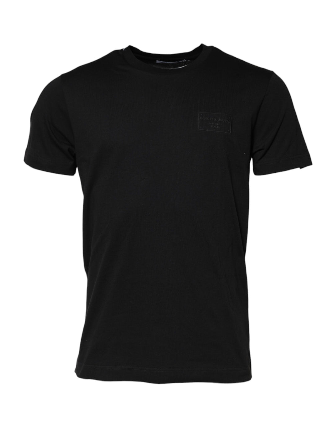 Dolce &amp; Gabbana Sample Sale Dolce &amp; Gabbana Black Logo Plaque Cotton Crew Neck T-shirt - | Designer outlet