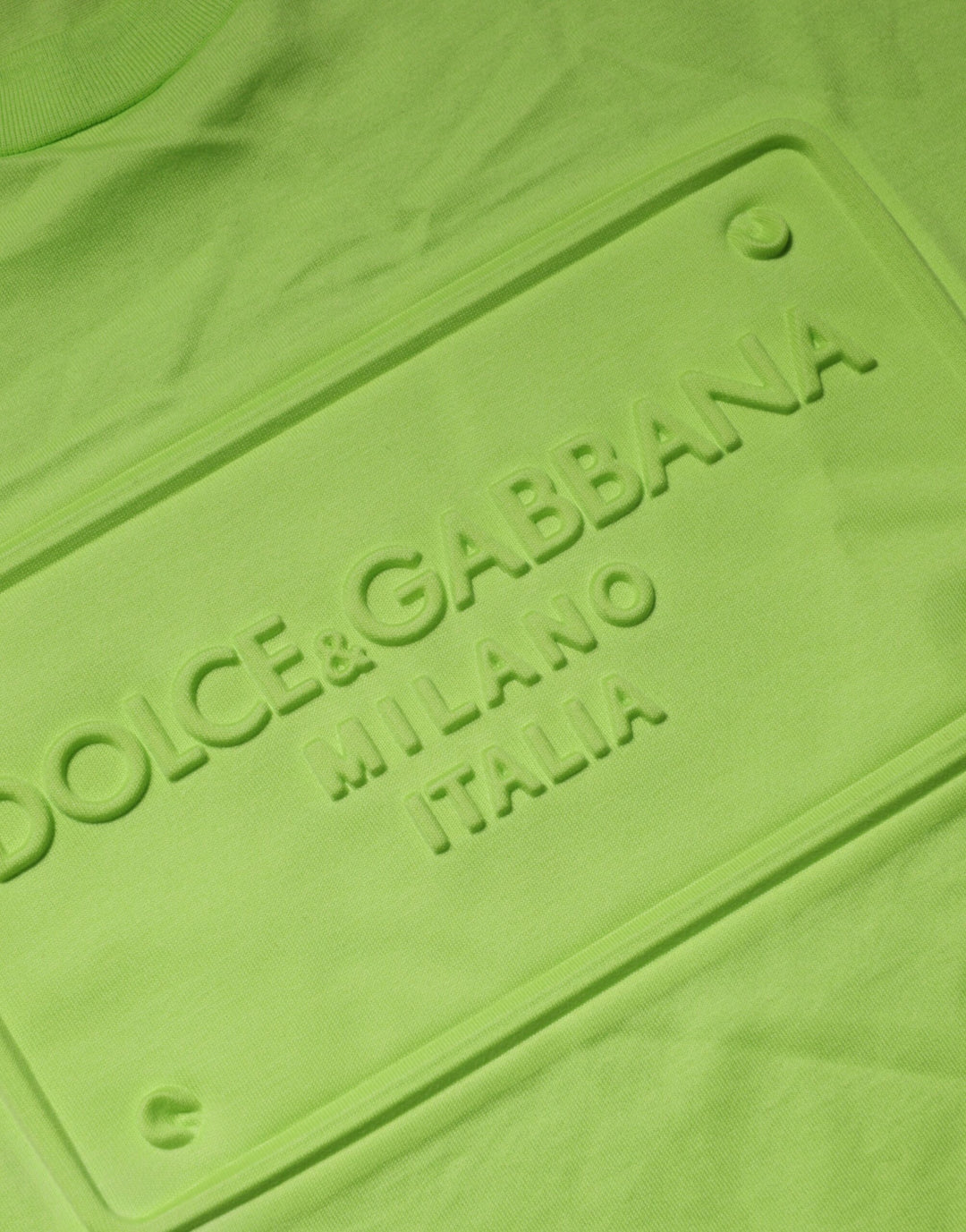 Dolce &amp; Gabbana Green Embossed Logo Cotton Crew Neck T-shirt by Dolce &amp; Gabbana outlet now on sale
