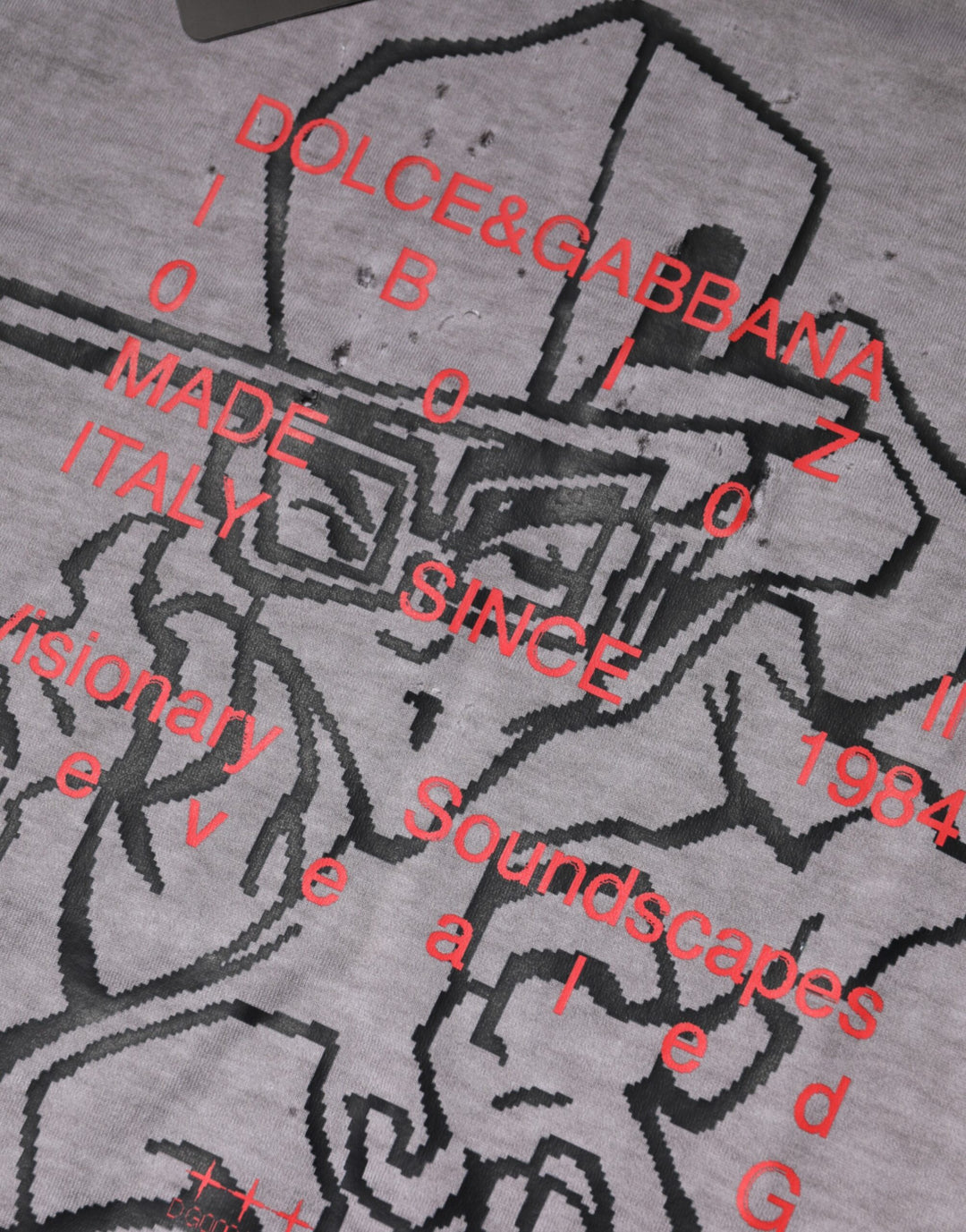 Dolce &amp; Gabbana Gray Graphic Print Cotton Crew Neck T-shirt by Dolce &amp; Gabbana outlet now on sale